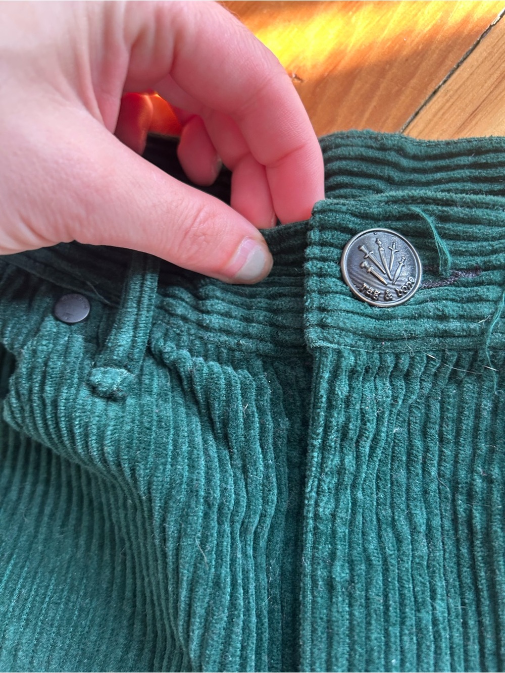 Rag and Bone green corduroy flare pants 27 - Picture 5 of 8